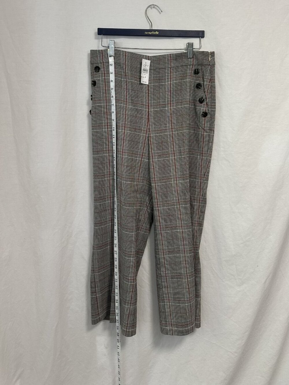 NWT LOFT Plaid High Rise Wide Leg Trousers Size 8